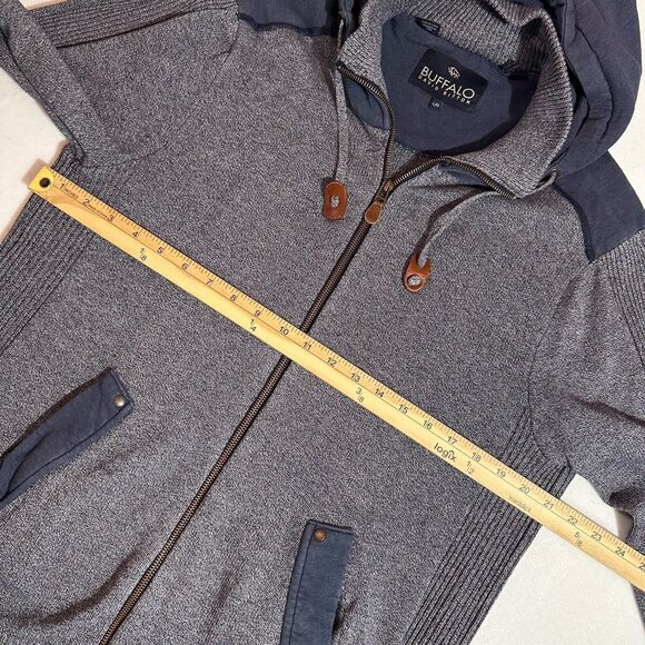 Buffalo David Bitton Men's Large Full Zip Hooded Jacket Gray Blue - Picture 6 of 9